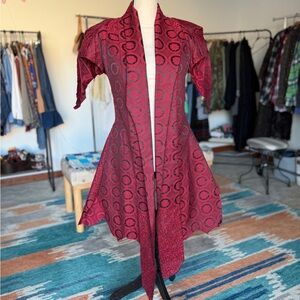 Aganovich Asymmetrical Red Patterned Women's Jacket Silk Cotton Runway 2008